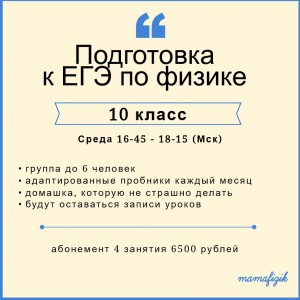Подготовка к ЕГЭ по физике (10 класс)